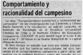 Comportamiento y racionalidad del campesino. Comportamiento y racionalidad del campesino.