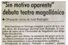 "Sin motivo aparante" debuta teatro magallánico.