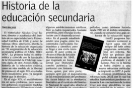 Historia de la educación secundaria Historia de la educación secundaria