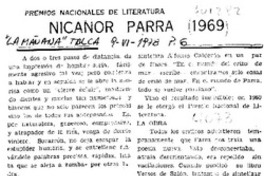 Premios Nacionales de Literatura : Nicanor Parra (1969) Premios Nacionales de Literatura : Nicanor Parra (1969)