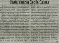Hasta siempre Cecilia Salinas. Hasta siempre Cecilia Salinas.