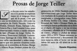 Prosas de Jorge Teillier Prosas de Jorge Teillier