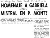 Homenaje a Gabriela Mistral en Puerto Montt