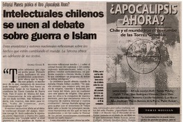 Intelectuales chilenos se unen al debate sobre guerra e Islam Intelectuales chilenos se unen al debate sobre guerra e Islam