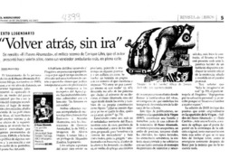 "Volver atrás, sin ira" "Volver atrás, sin ira"