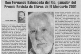Don Fernando Balmaceda del Río, ganador del Premio Revista de Libros de El Mercurio 2001 Don Fernando Balmaceda del Río, ganador del Premio Revista de Libros de El Mercurio 2001