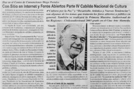 Con sitio en Internet y foros abiertos parte IV Cabildo Nacional de Cultura Con sitio en Internet y foros abiertos parte IV Cabildo Nacional de Cultura