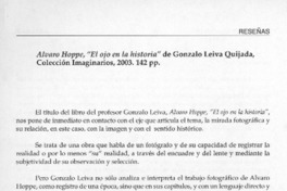 Alvaro Hoppe, "El ojo en la historia" de Gonzalo Leiva Quijada