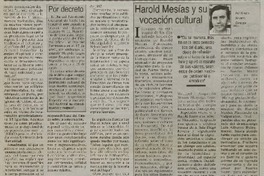Harold Mesías y su vocación cultural
