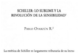 Schiller : lo sublime y la revolución de la sensibilidad