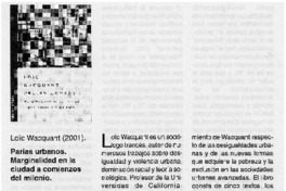 Parias urbanos. Marginalidad en la ciudad a comienzos del milenio Parias urbanos. Marginalidad en la ciudad a comienzos del milenio