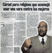 Cárcel para religioso que aconsejó usar una vara contra las mujeres.
