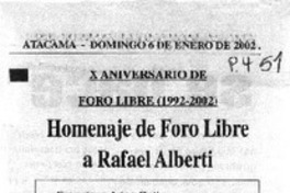 Homenaje de Foro Libre a Rafael Alberti
