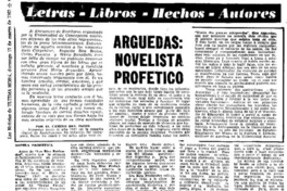 Arguedas: novelista profético. Arguedas: novelista profético.