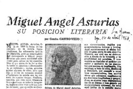 Miguel Angel Asturias su posición literaria Miguel Angel Asturias su posición literaria