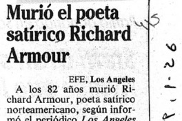 Murió el poeta satírico Richard Armour. Murió el poeta satírico Richard Armour.