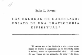 Las Eglogas de Garcilaso: ensayo de una trayectoria espiritual Las Eglogas de Garcilaso: ensayo de una trayectoria espiritual