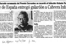 Rey de España entregó galardón a Cabrera Infante Rey de España entregó galardón a Cabrera Infante