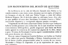 Los Manuscritos del Buscón de Quevedo Los Manuscritos del Buscón de Quevedo