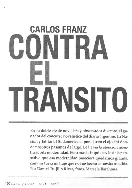 Carlos Franz contra el tránsito (entrevista)