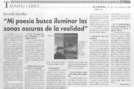 Bernando González: "Mi poesía busca iluminar las zonas oscuras de la realidad" entrevistas) Bernando González: "Mi poesía busca iluminar las zonas oscuras de la realidad" entrevistas)