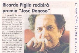Ricardo Piglia recibirá premio "José Donoso" Ricardo Piglia recibirá premio "José Donoso"
