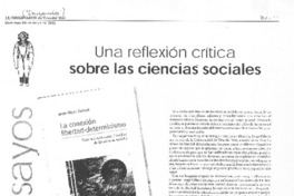 Una reflexión crítica sobre las ciencias sociales Una reflexión crítica sobre las ciencias sociales