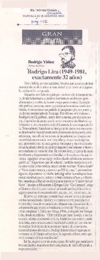 Rodrigo Lira (1949-1981, exactamente 32 años)