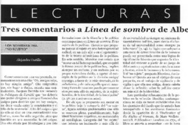 Tres comentario a Línea de sombra de Alberto Moreiras Tres comentario a Línea de sombra de Alberto Moreiras