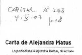 Carta de Alejandra Matus. Carta de Alejandra Matus.