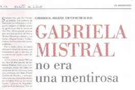 gabriela Mistral no era una mentirosa gabriela Mistral no era una mentirosa