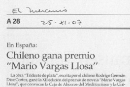 Chileno gana premio "Mario Vargas Llosa"