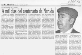 A mil días del centenario de Neruda  [artículo]