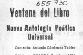 Nueva antología poética universal:  [artículo] Antonio Cárdenas Tabies.