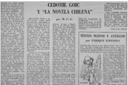 Cedomil Goic y "La novela chilena" Cedomil Goic y "La novela chilena"