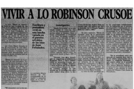 Vivir a lo Robinson Crusoe. Vivir a lo Robinson Crusoe.