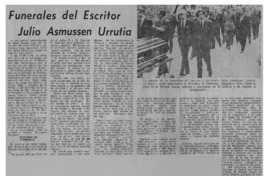 Funerales del escritor Julio Asmussen Urrutia.