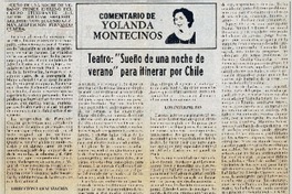 Teatro: "Sueño de una noche de verano" para itinerar por Chile Teatro: "Sueño de una noche de verano" para itinerar por Chile