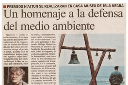 Un homenaje a la defensa del medio ambiente. Un homenaje a la defensa del medio ambiente.