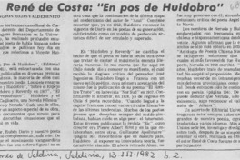 René de Costa: "En pos de Huidobro". René de Costa: "En pos de Huidobro".