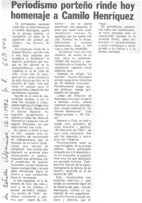 Periodismo porteño rinde hoy homenaje a Camilo Henríquez.