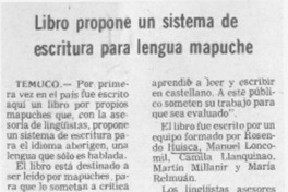 Libro propone un sistema de escritura para lengua mapuche. Libro propone un sistema de escritura para lengua mapuche.