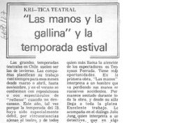 Las manos y la gallina" y la temporada estival Las manos y la gallina" y la temporada estival