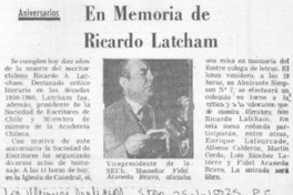 En memoria de Ricardo Latcham. En memoria de Ricardo Latcham.