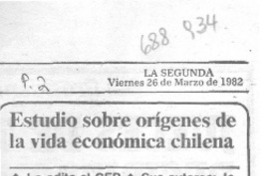 Estudio sobre orígenes de la vida económica chilena. Estudio sobre orígenes de la vida económica chilena.