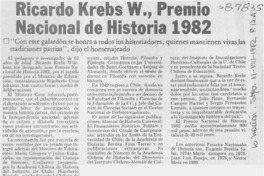 Ricardo Krebs W. Premio Nacional de Historia 1982. Ricardo Krebs W. Premio Nacional de Historia 1982.