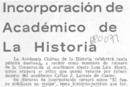 Incorporación de académico de la historia. Incorporación de académico de la historia.