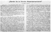 Dónde va la novela hispanoamericana?
