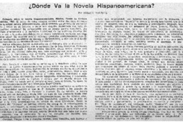 Dónde va la novela hispanoamericana?