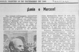 ¿Lenin o Marcuse? ¿Lenin o Marcuse?